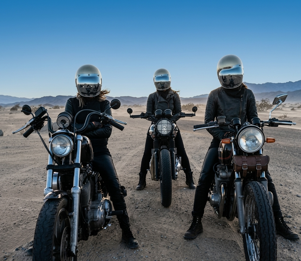 Indian women motorcycle riders at a meetup